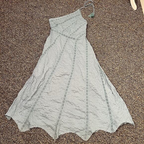 Free People Bella Mint Blue Boho One Shoulder Maxi Dress Size S Festival - Picture 4 of 15